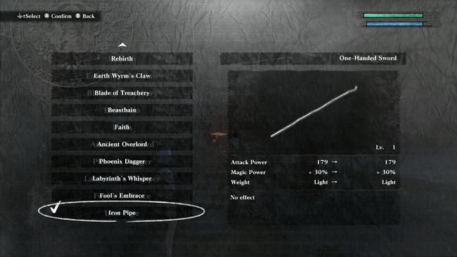 The first weapon you use in the game, technically, the Iron Pipe can only be properly acquired very briefly, and is easily missed.