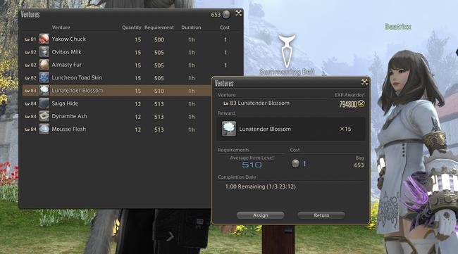 A Hunting Retainer going out to find Lunatender Blossoms, a new crafting material used in Endwalker.
