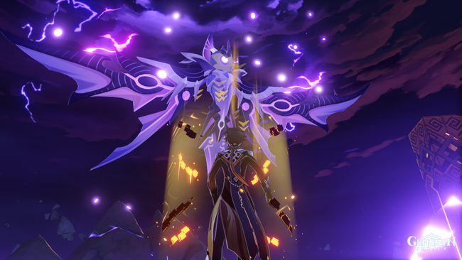 The Thunder Manifestation boss as seen for the first time. It looks a lot like Oceanid.