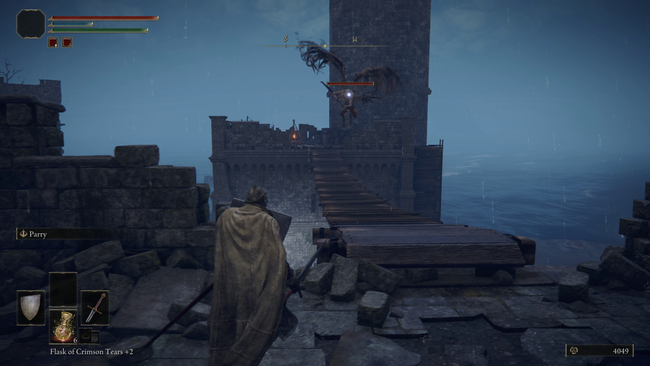 The final bridge before you battle Leonine Misbegotten; you can drop off this without harming yourself.