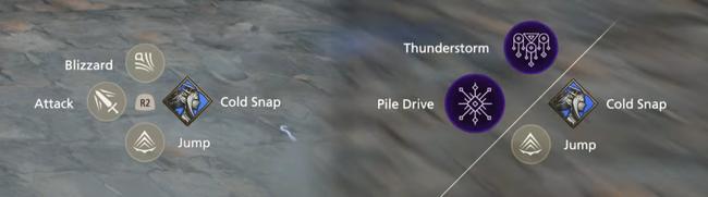 Abilities available to the player when Shiva is equipped in Final Fantasy XVI.