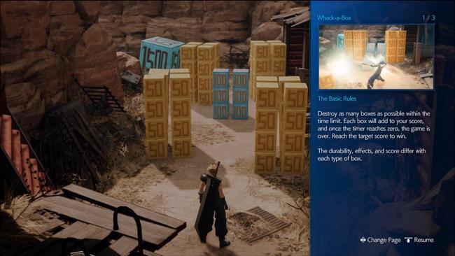 Cloud, the hardened merc, decides to prove himself to a bunch of kids... by smashing boxes.