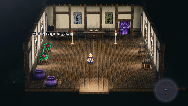 Item locations in Shifu's Cottage in Live A Live.