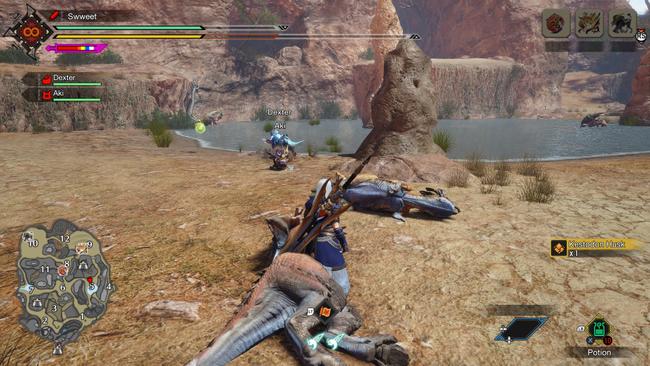 Gathering Kestodon Husk from a defeated monster.