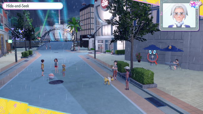 In the first puzzle. Mr. Walksabout is found on the right-hand side of the screen, under a parasol.