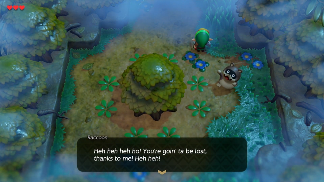 Zelda Link's Awakening how to get past the Raccoon with the